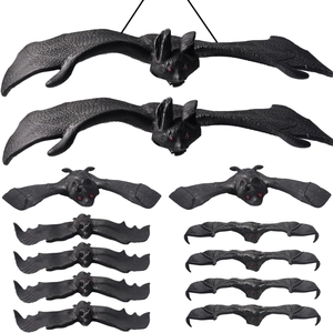 Simulation Bat Halloween Decoration Props Scary Prank Rubber Plastic Animal Hanging Pendants Black For Party Decor