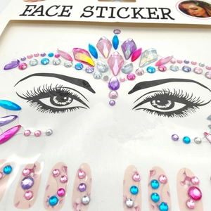 Colorful acrylic face jewels and rhinestone stickers for music festival makeup