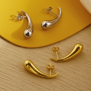 Polished geometric teardrop earrings in gold and silver finish for a modern luxury look