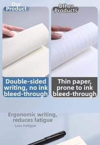 Detail of thick B5 notebook paper showing ink resistance and smooth writing surface