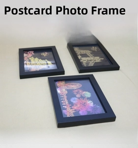 Three black wooden frames for city night view scratch art cards with 20x14cm display