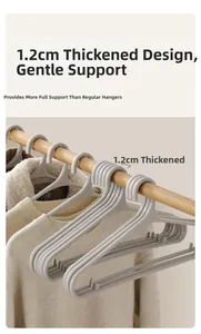 Close-up of 1.2cm thickened non-slip plastic hangers for wide shoulder coat support