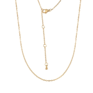 Golden stainless steel chain necklace featuring a lobster clasp and water drop pendant