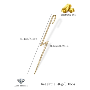 Detailed view of S925 sterling silver lightning ear cuff with AAAAA zirconia stones