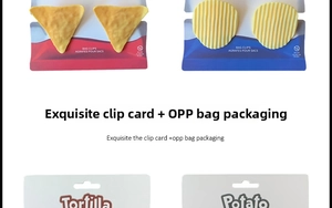 Detailed view of creative tortilla and potato chip shaped bag clips with realistic textures