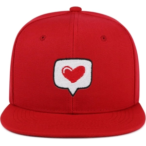 Snapback Cap Flat Brim Baseball Hat Heart Embroidery Acrylic Breathable Sun Protection Adjustable Unisex Hip Hop Style