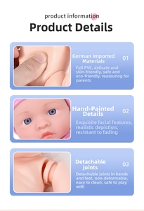 Detail of 20cm reborn baby doll with hand-painted facial features and detachable limbs