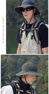 Détails du chapeau de soleil extérieur avec maille respirante et cordon réglable