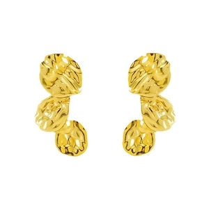 Damen Vintage Ohrringe aus goldenem Titanstahl mit dreifachen gewellten Ringen