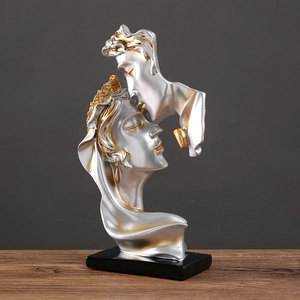 Modern Abstract Couple Kiss Figurine Resin Romantic Human Sculpture Home Office Desktop Decor Heart Gesture Art Ornament