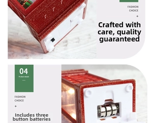 Close-up of the red Christmas lantern base showing the battery compartment and cells