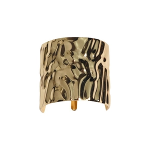 Golden hammer-textured metal hair comb accessory for women with a modern wavy surface