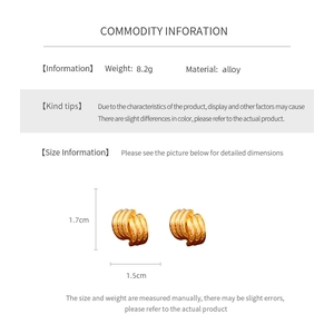 Detailed size and weight information for gold geometric twisted hoop earrings in alloy