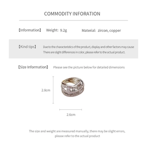 Detailed size and weight specs of multilayer silver cross ring with zircons