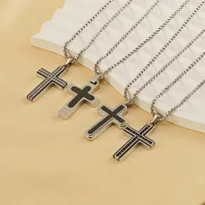 Kreuz Anhänger Halskette Edelstahl Hip Hop Schmuck Für Männer Frauen Box Kette Industrieller Stil Persönlichkeit Accessoire