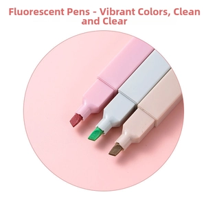 Detail of chisel tip highlighters in pastel colors with matte square barrels