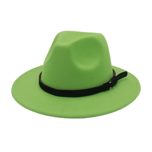 Classic Fedora Hat Faux Wool Wide Brim With Leather Belt Metal Buckle British Vintage Style For Men Women