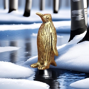 Mini Penguin Figurine Brass Animal Statue Vintage Miniature Tea Pet Desktop Decoration Cute Sculpture