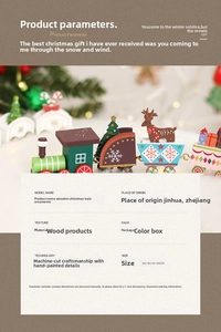 Detailed close-up of hand-painted wooden Christmas train with festive deer and tree figures