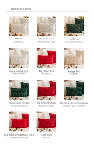 Detail of Christmas throw pillow collection with snowflake and reindeer embroidery