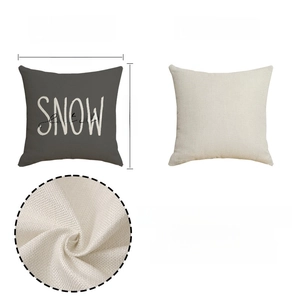 Detail view of 18x18 inch Christmas tree pillow cover in polyester with snow print