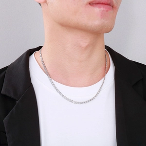 Classic silver titanium steel Cuban chain necklace for men in hip-hop street style