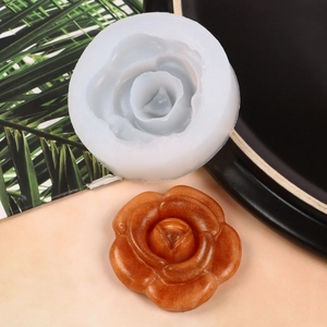 Detail of 3D rose silicone mold for candle making and handmade resin flower soap crafts