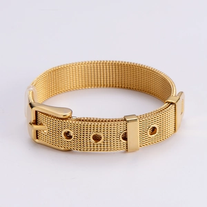 Mesh Band Bracelet Stainless Steel Milanese Adjustable Belt Buckle Style Watch Strap Design Jewelry For Women Men
