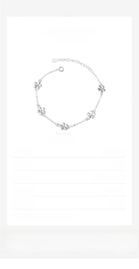 Detailed view of S925 sterling silver flower bracelet with 17+4cm adjustable chain
