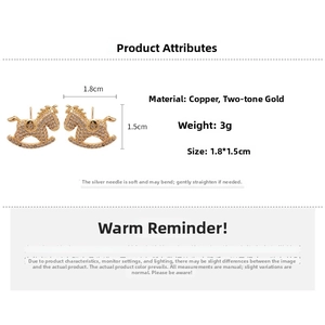 Detailed view of horse studs with dimensions 1.8x1.5cm and silver pins specification