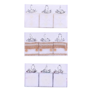 Christmas foam gift box ornaments set with snowflakes and lace burlap details