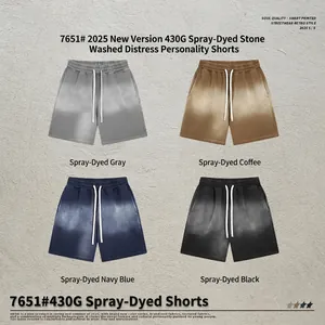 Set pantaloncini vintage streetwear uomo in grigio, marrone, blu navy e nero cotone 430G