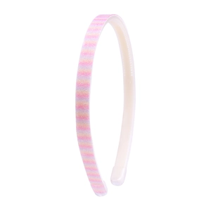Close-up of glitter rainbow gradient headband with inner teeth for stability