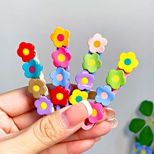 Set of colorful floral hair clips with resin flower charms for women and girls