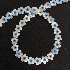 Natuurlijke zeeschelp pruimenbloesem kralen met blauw oog voor DIY sieraden