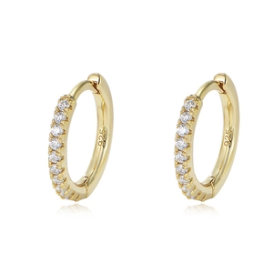 S925 sterling silver gold-plated hoop earrings with micro-paved sparkling cubic zirconia
