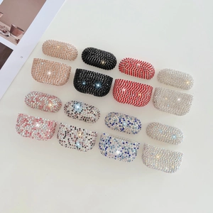 Earphone Case PC Rhinestone Sparkly Cover Wireless Earbuds Compatible With AirPods Series Bling Luxury Handmade