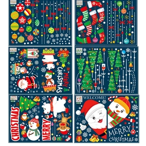 Set of 6 festive Christmas window stickers featuring Santa, snowman, and reindeer