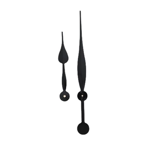Minimalist black matte quartz clock hands set featuring heart and leaf-shaped metal pointers