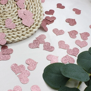 Pink glitter heart confetti decorations for wedding and birthday party table decor