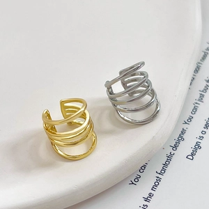Multi-layer U-shaped gold and silver ear clips for women without piercings