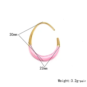 Size measurements of U-shaped enamel gold earrings showing 30mm height and 22mm width