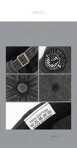 Detail view of washed cotton baseball cap with metal buckle and embroidery features