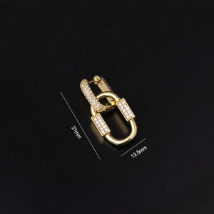 Bohemian gold plated interlocking earrings with cubic zirconia, size 31mm x 13.5mm