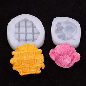 Silicone molds for making realistic waffle and cream swirl scented candles and soaps