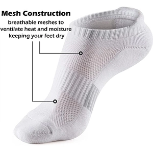 White low-cut athletic socks with breathable mesh construction for sports performance