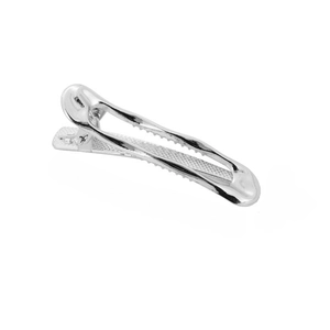 Minimalist silver metal geometric rectangular hair clip for women with smooth finish