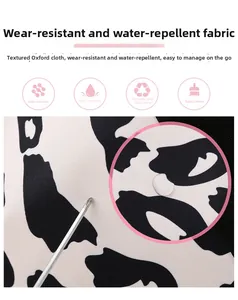 Waterproof cow print oxford fabric detail showing wear-resistant and anti-splash texture
