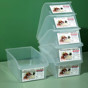 Kitchen Refrigerator Storage Bin Clear Plastic Food Container With Handle For Pantry Cabinet Fridge Organization