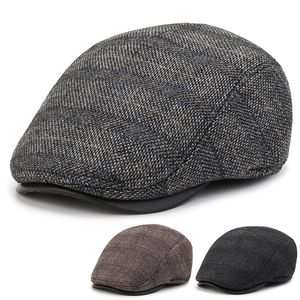 Herren Vintage Schirmmütze Wolle Tweed Newsboy Hut Mit Ohrenklappen Warm Winddicht Fischgrät Karomuster Ivy Cap Winter